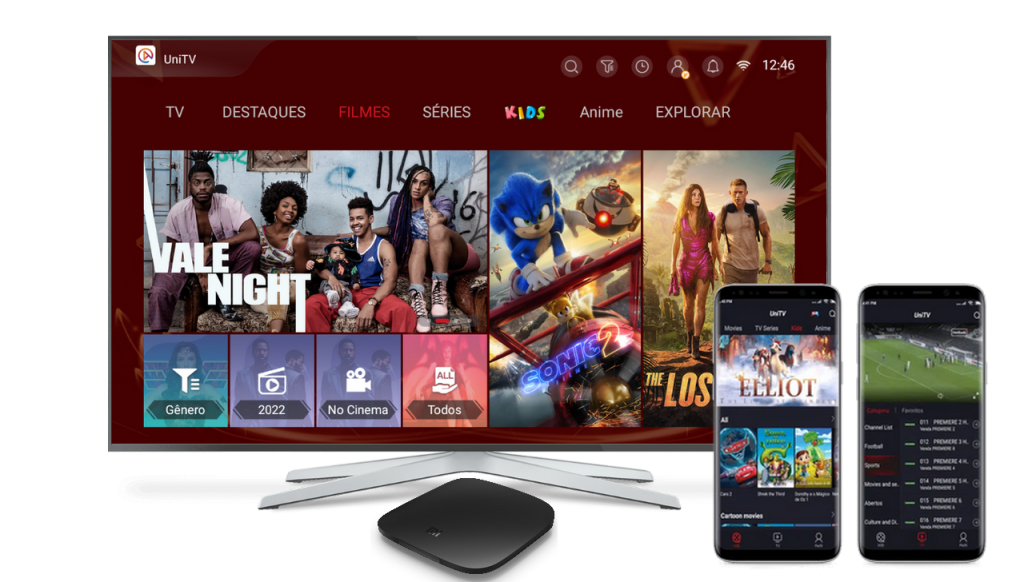 Interface do aplicativo UniTV